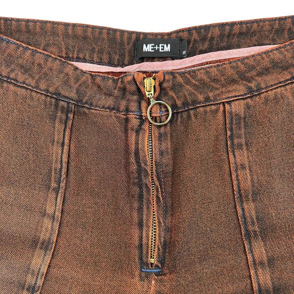 Me + Em Jeans Fits UK 16 Crop Wide Leg Frayed Hems Orange Acid Wash High Rise - Picture 5 of 7